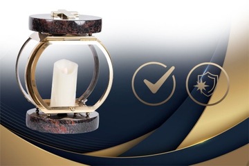 Круглый золотой надгробный фонарь, нержавеющая сталь + гранит.