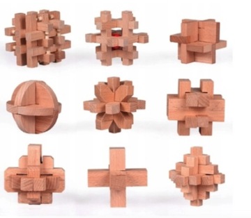ŁAMIGŁÓWKA PUZZLE ŁAMIGŁÓWKI DREWNIANE 9 SZT DIY