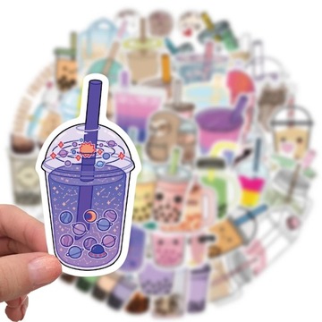 NAKLEJKI WLEPY WODOODPORNE MIX BUBBLETEA 50 szt