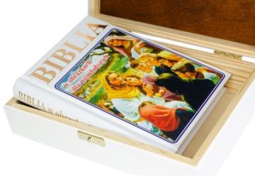 БЕЛАЯ КОРОБКА С БИБЛИЕЙ ДЛЯ КРЕЩЕНИЯ И ПРИЧАСТИЯ ПОДАРОК ​​С ГРАВИРОВКОЙ ДЛЯ РЕБЕНКА