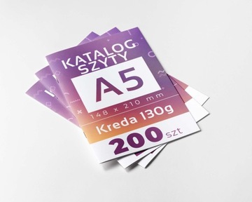 Katalog reklamowy A5 szyty 16 STRON Kreda 130g Broszura druk CMYK 200 szt