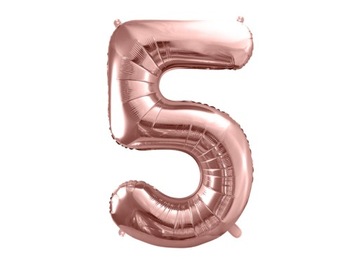 Balon foliowy Cyfra 5, różowe złoto, 86cm
