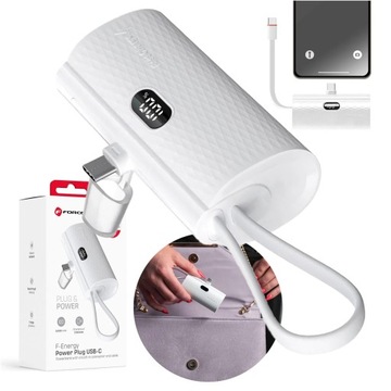 FORCELL Powerbank Power Plug 5000 mAh wbudowne złącze USB-C + kabel PD 20W