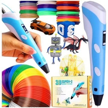 DŁUGOPIS 3D DRUKARKA 3D PEN MAGICZNY dla dzieci NIEBIESKI + WKŁADY 9M