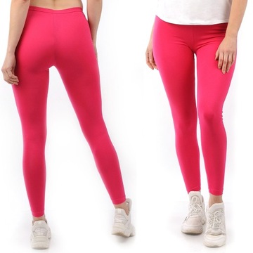 Legginsy damskie długie Polskie Getry Bawełniane RÓŻOWE XXXXL 48