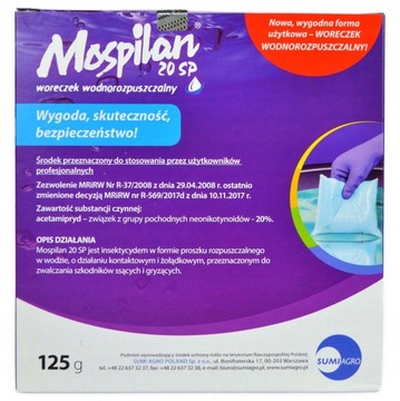 Mospilan 20 SP 125g SZKODNIKI ĆMA OPUCHLAKI MSZYCA