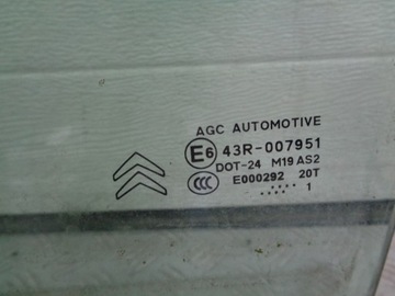 CITROEN DS3 2012 SKLO (OKNO) DVEŘE LEVÝ PŘEDNÍ