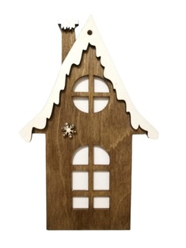 Domek świąteczny drewniany dekoracja ozdoba 10cm