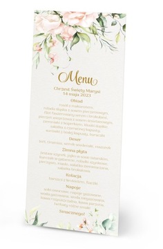 MENU na stół przyjęcie CHRZEST KOMUNIA