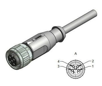 Wtyk żeński prosty M8 4-piny przewód 2m (42-10032)