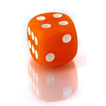 ОРАНЖЕВЫЕ ШЕСТИГРАННЫЕ КУСЫ D6 1,1 СМ, 1 ШТ.