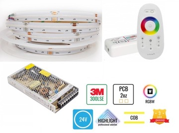 10m Zestaw LED sufitowy COB 896chips 16W 24V RGBW