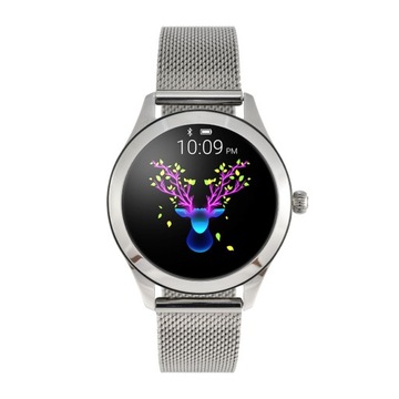 Damski Smartwatch Srebrny Bransoleta Powiadomienia SMS Elegancki zegarek