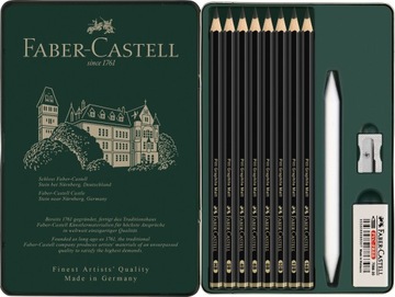 Zestaw ołówków Faber-Castell Graphite Matt 8 szt + AKCESORIA opak. METALOWE