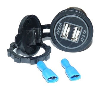 Gniazdo montażowe USB x2 4200mA 12-24V CZERWONE