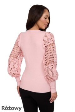 252_ Свитер с буфами и кружевными рукавами _M