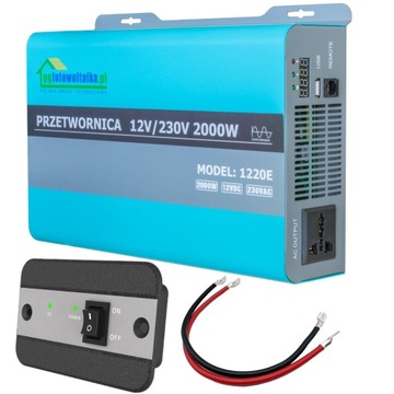 Przetwornica do samochodu, kampera, łodzi 1220E 12V na 230V 2000W Sinus