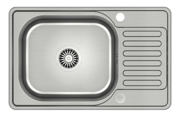 ZLEWOZMYWAK STALOWY ROYAL GŁADKI MATOWY WPUSZCZANY BATERIA KOSZYK