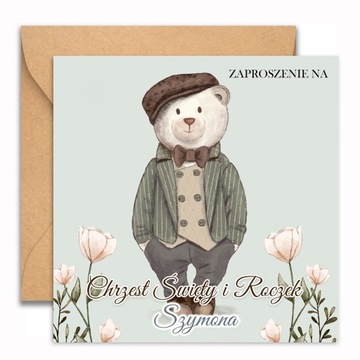 ZAPROSZENIA NA CHRZEST I ROCZEK 10szt IMIĘ MIŚ 115