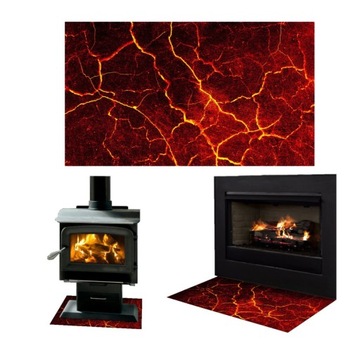 SZYBA POD KOMINEK SZKŁO HARTOWANE PODSTAWKA WYMIAR 65x60cm GRAFIKA LAWA