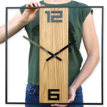 Duży zegar ścienny Metalowy drewno 49cm Retro