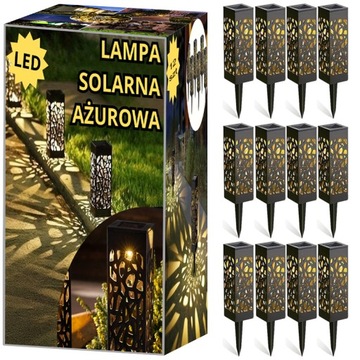 12x LAMPA SOLARNA AŻUROWA OZDOBNA WBIJANA LED OGRODOWA ZESTAW 12 SZTUK XXL