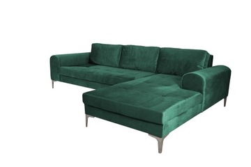 Диван LOFT угловой, большой, высокие ножки, хромированный бархат