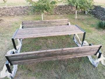 Zestaw ogrodowy 240x80 cm Palisander 2 ławki i stół meble ogrodowe tarasowe