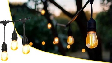 GIRLANDA ŚWIETLNA ZEWNĘTRZNA OGRODOWA LED LAMPKI ZEWNĘTRZNE ŻARÓWKI 5M 230V
