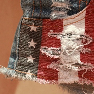 America Flag Denim Jeans Shorts Womens Plus Size L