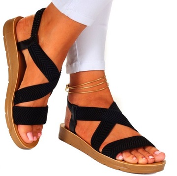 ЖЕНСКИЕ САНДАЛИИ НА РЕЗИНКЕ, ПЛОСКАЯ ПОДОШВА