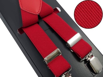 Czerwone Szelki do spodni Wąskie Unisex - 2,5cm