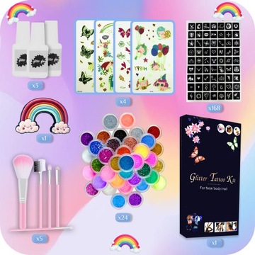 НАБОР МОЮЩИХСЯ БЛЕСКОВЫХ ТАТУ ДЛЯ ДЕТЕЙ СВЕТЯЩИЕСЯ ШАБЛОНЫ