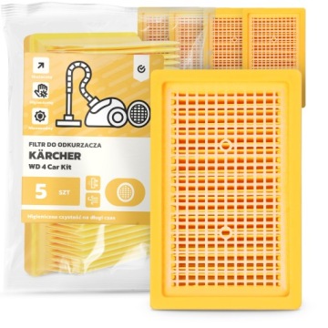 5 x Filtr Pro Vysavač Kärcher Wd 4 Car Kit Vlnitý vzduch Filtry Em-w