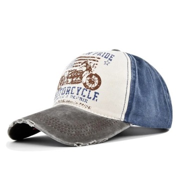 Vintage Graffiti Motorcycle Print Baseball Cap Women Men's Washed Cotton