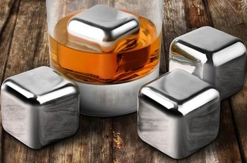 ОХЛАЖДАЮЩИЕ СТАЛЬНЫЕ КУБИКИ ЛЬДА ДЛЯ НАПИТКОВ, 4 шт.