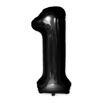 Balon foliowy cyfra 1 czarny 100 cm hel