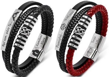 Кожаный браслет УЗЕЛ с ГРАВИРОВКОЙ 316L