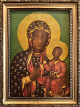 Matka Boska Częstochowska 30x40 obraz sakralny na płótnie złota rama U35