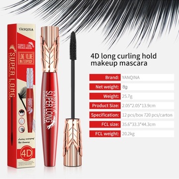 Тушь для ресниц 4D ExtensionVolume Mascara Утолщает водостойкую тушь