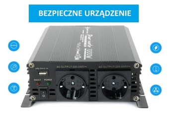Przetwornica samochodowa 1000W/2000W 12V 230V USB