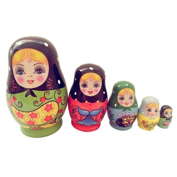 5 szt. Drewnianych rosyjskich lalek gniazdujących Matryoshka Zestaw dla