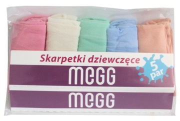 Skarpetki dziewczęce gładkie kolorowe 5par cienkie