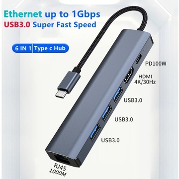 BYL-2210 Адаптер USB-C/Type-C к USB-концентратору 6 в 1