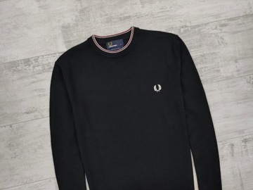 FRED PERRY PÁNSKY SVETER FINE MERINO CREW NECK SWEATER K2502 ČIERNY veľ. S