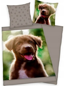 POŚCIEL PIES PIESEK 140x200 LABRADOR GOLDEN KOMPLET POŚCIELI BAWEŁNIANA