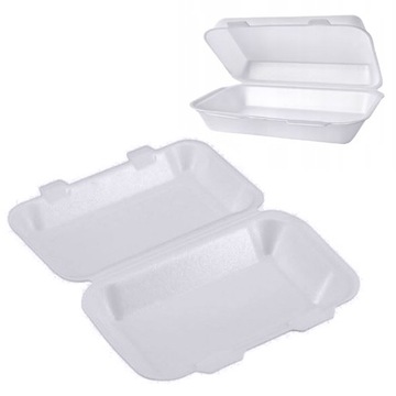 Pojemnik obiadowy styropianowy 1/2 obiadu półobiad Menu Box 50 sztuk biały