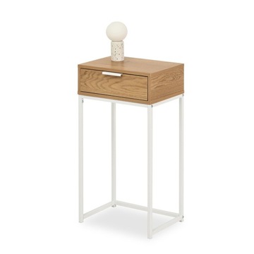 DREWNIANA KONSOLA Z SZUFLADĄ DO PRZEDPOKOJU NORA S DĄB NA BIAŁYCH NOGACH