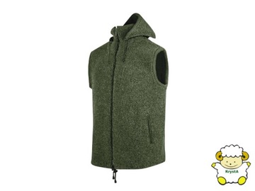 KRYSTA - Bezrękawnik z kapturem wełniany oversize