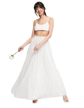 Zdobiona spódnica weselna w kolorze białym 34